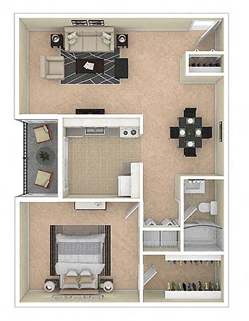 Floor plan 1 BEDROOM (1C)