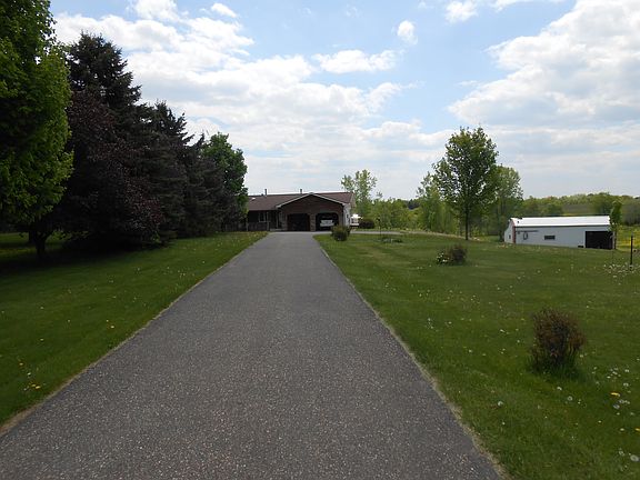 Long, paved driveway