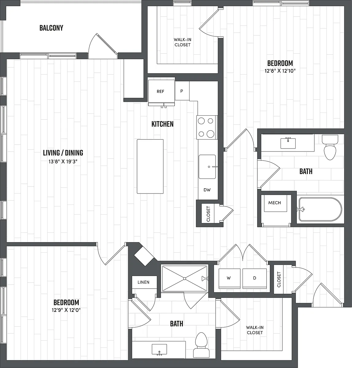 Floor plan 2 Bed/2 Bath-B4