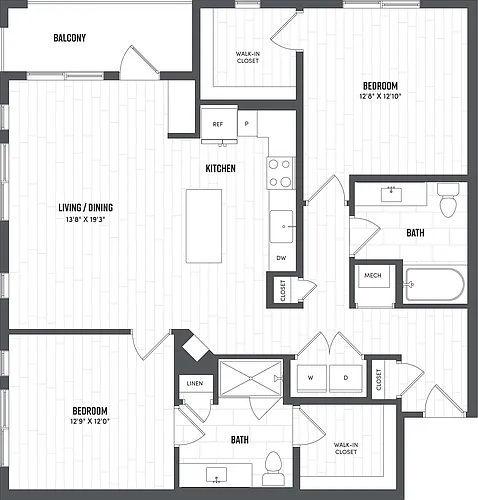 Floor plan 2 Bed/2 Bath-B4