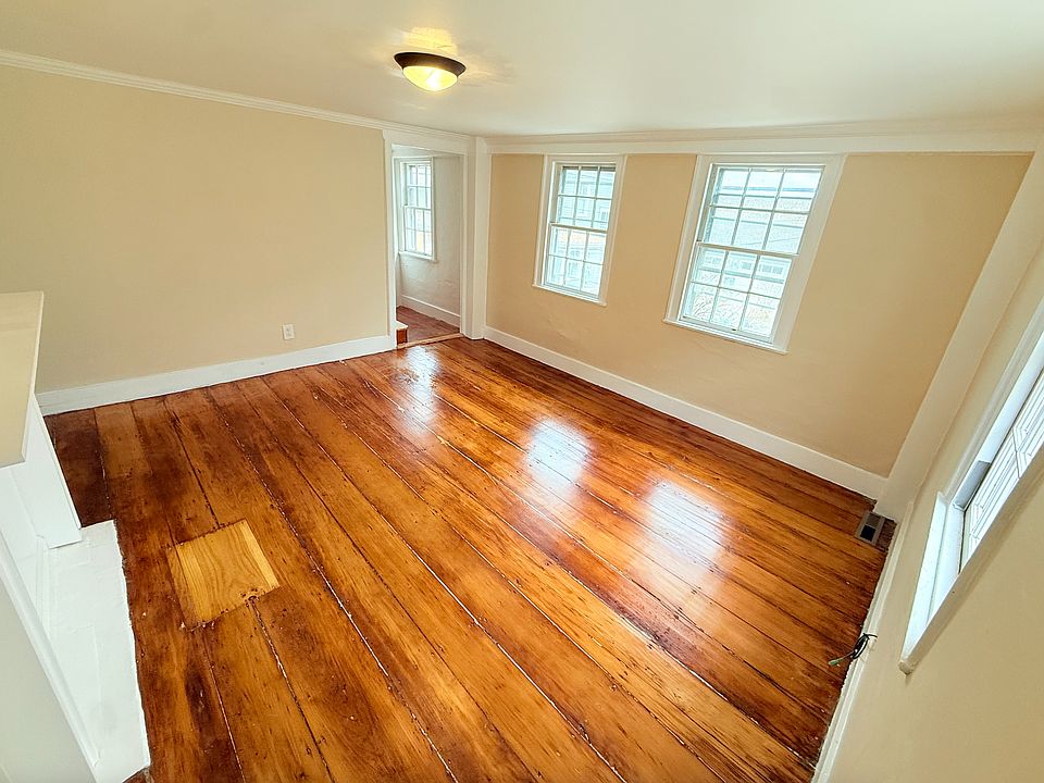 Original 1740 wood floor in living room.