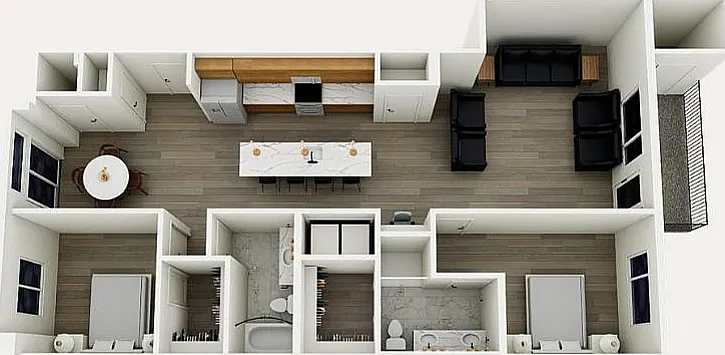 Plan B1b _ 2 Bed / 2 Bath _ 1,300_1,314 SF Plan B1b _ 2 Bed / 2 Bath _ 1,300_1,314 SF
