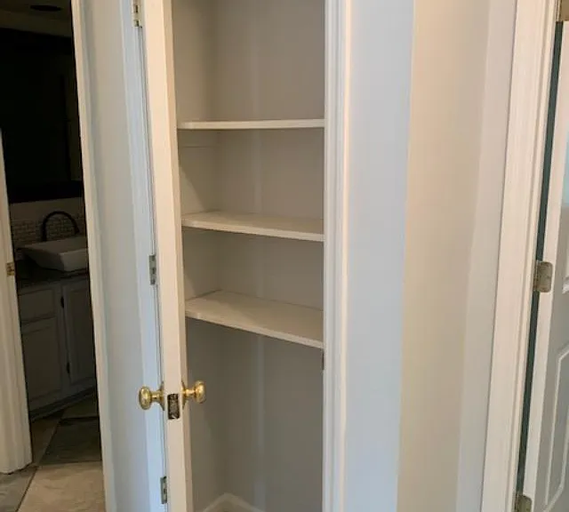 Linen closet in upper level hallway