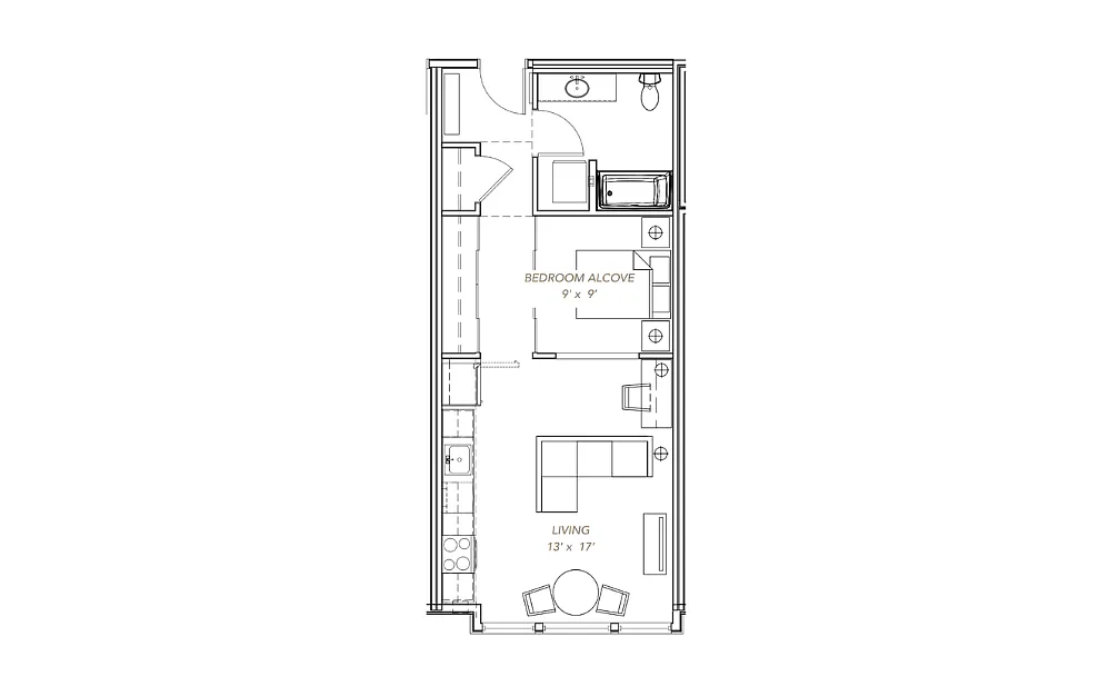 Floor plan GLV - Open 1x1 - A13