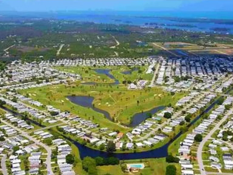 Aerial view of Barefoot Bay Recreational Community.