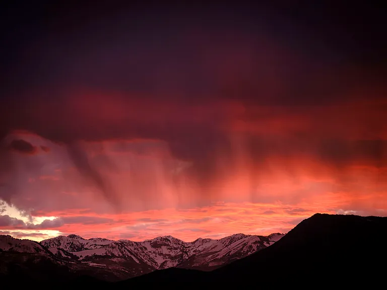 View of the light show of the Wasatch back from the neighborhood