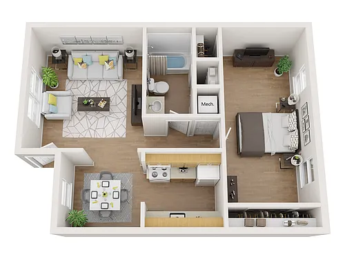 Floor plan 1 Bed 1 Bath