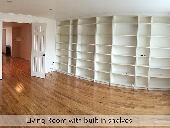 Living Room with built in shelves