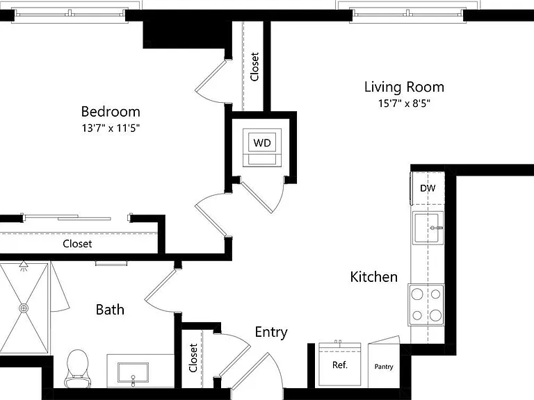 1N1 floor plan Highwater