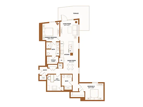 Floor plan E3 - 2 Bed | 2 Bath