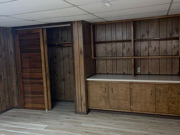 Basement book shelves , closet