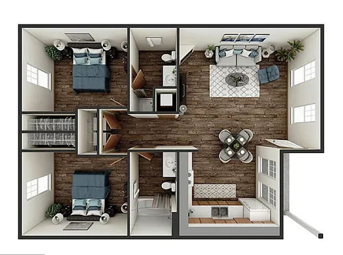 Floor plan Two Bed Two Bath
