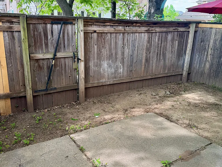 Private patio area and gate