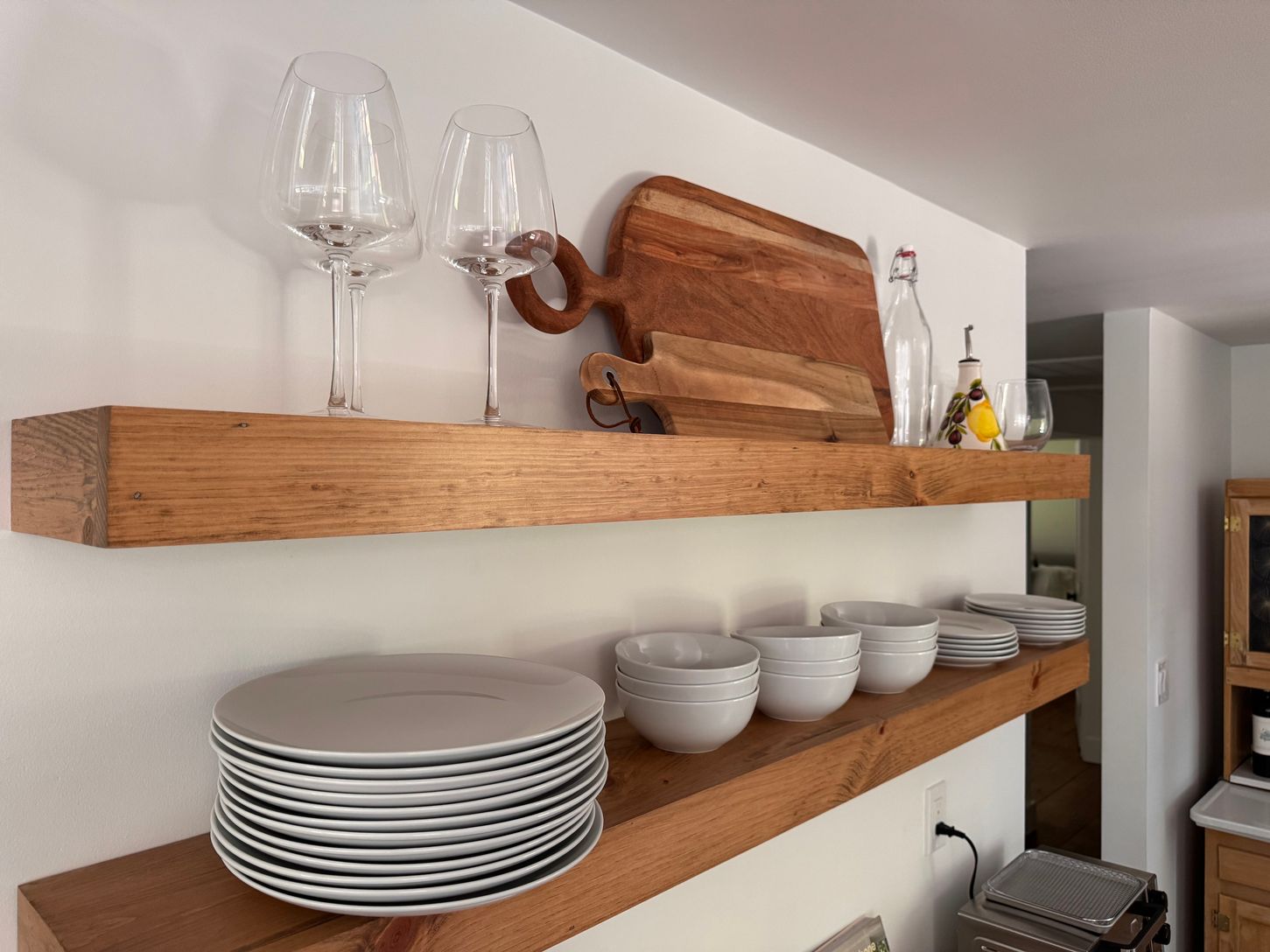  Close up of our reclaimed wood shelving