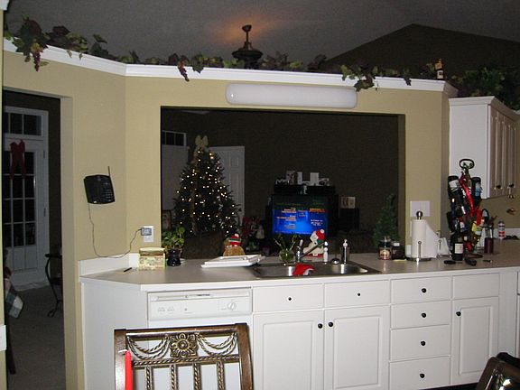 kitchen opens to living room
