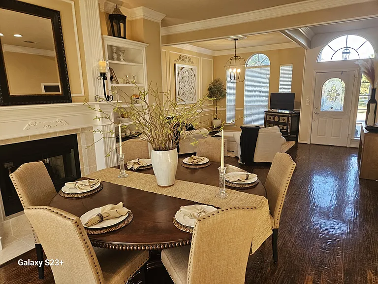 Dining Room, Living room and front entrance.