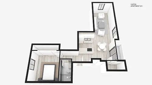 Floor plan One Bed ~ One Bath