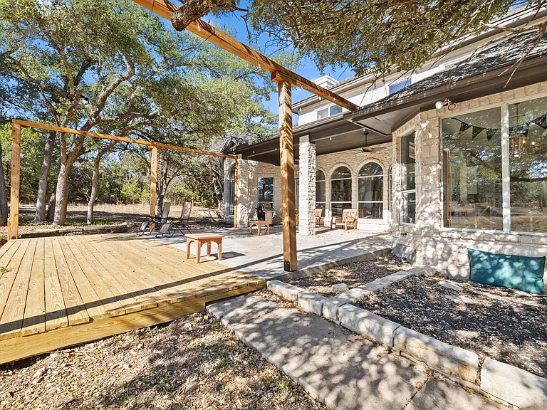 Back porch with lighting