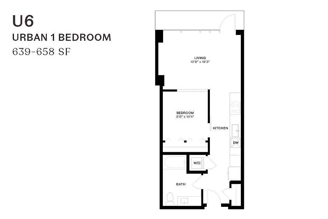 Floor plan Urban One Bedroom U6
