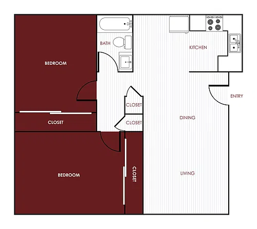 Floor plan 2 Beds | 1 Bath