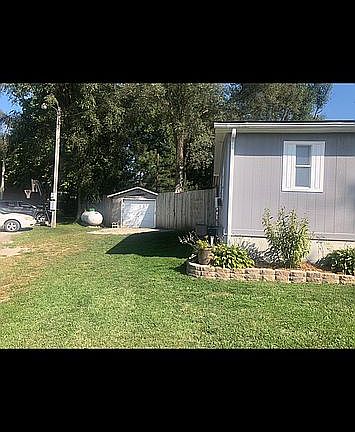 Garage with fenced in back