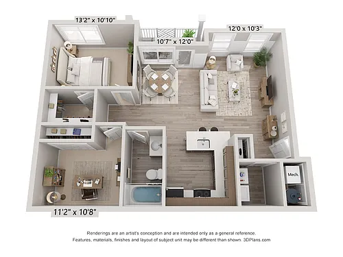 Floor plan 1x1 + Den