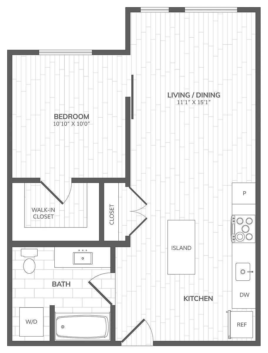 Floor plan 1 Bed - 1 Bath_766