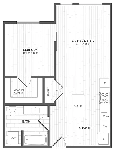 Floor plan 1 Bed - 1 Bath_766
