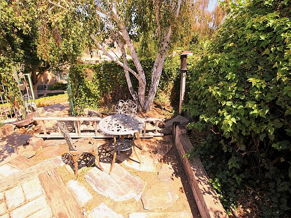 Sitting area along walkway