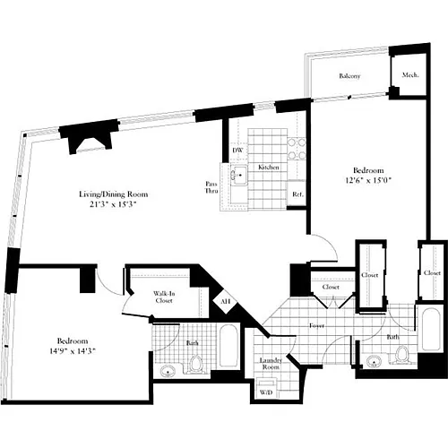 Floor plan 2 Bedrooms S