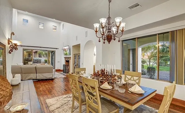 Open space dining room and living room