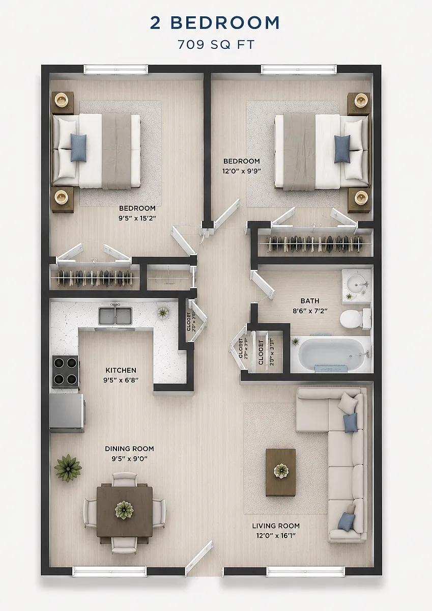 Floor plan SHERIDAN SOUTH TWO BEDROOM