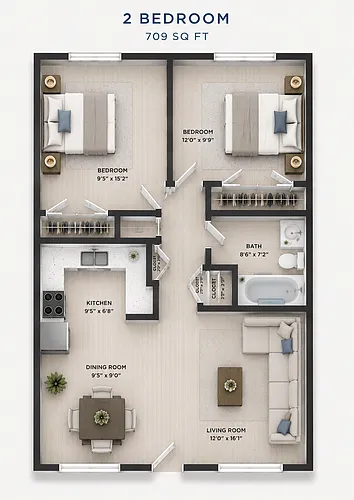 Floor plan SHERIDAN SOUTH TWO BEDROOM