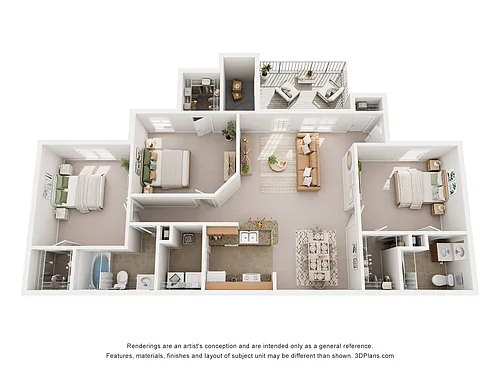 Floor plan 3 Bedroom 2 Bath