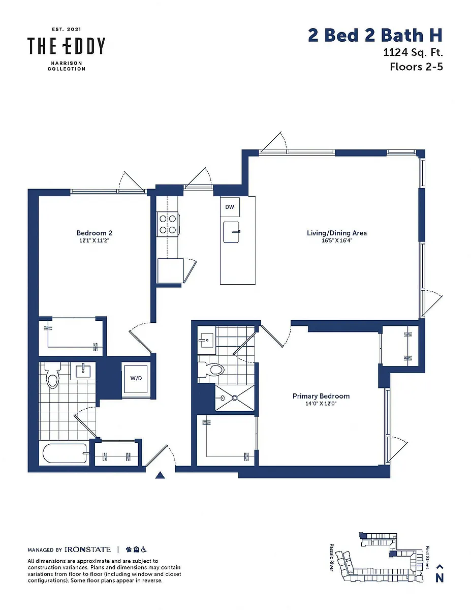 Floor plan 2 Bed 2 Bath H