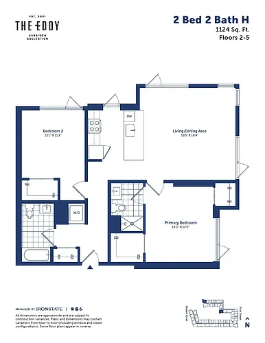 Floor plan 2 Bed 2 Bath H