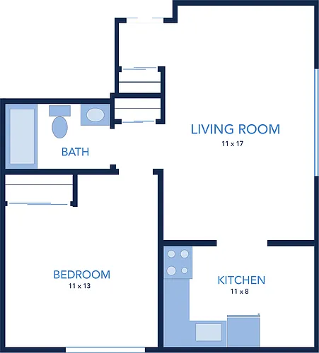 Floor plan 1 Bedroom Apartments