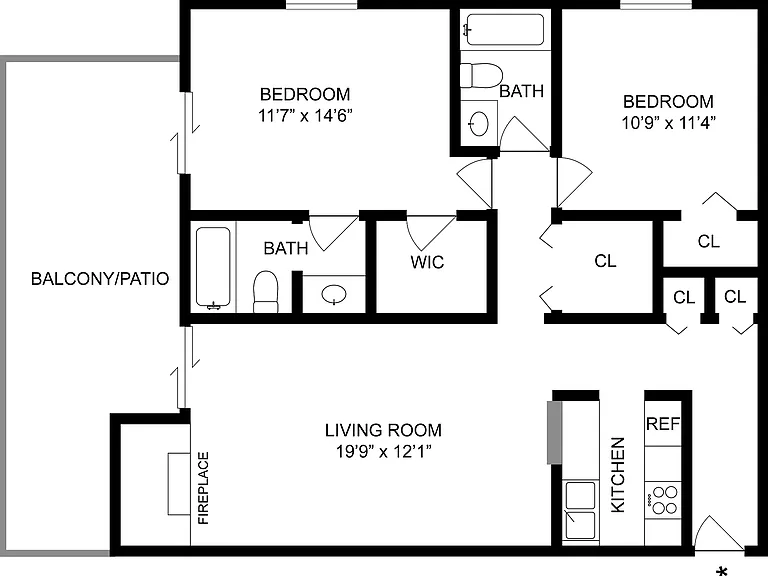 2 BR x 2 BA - Tower Floorplan 2 BR x 2 BA - Tower Floorplan