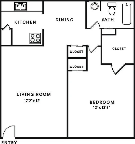 Floor plan 1 Bedroom 1 Bath