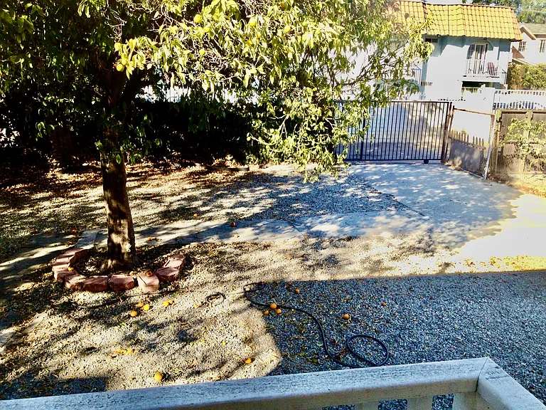 Spacious backyard common area at USC student housing - perfect for group study sessions and community gatherings