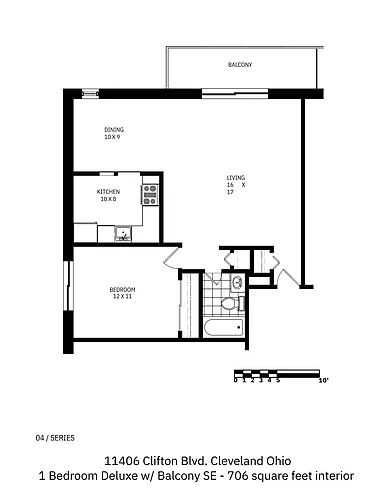 Floor plan 1 Bedroom 1 Bath F