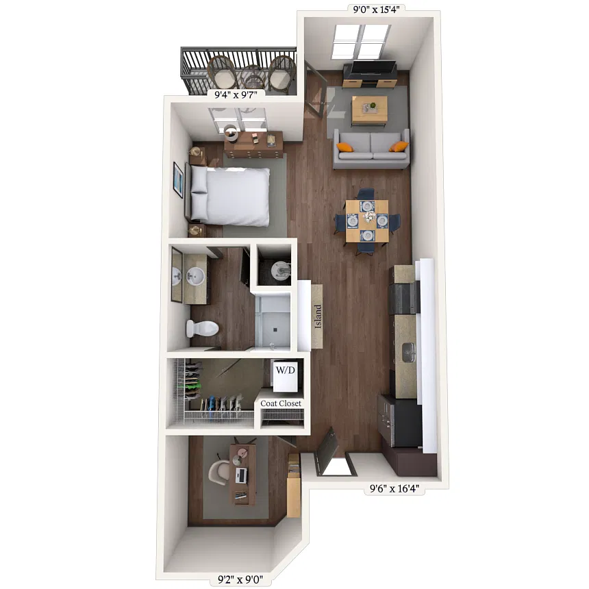 Floor plan Studio 0x1 580 SF