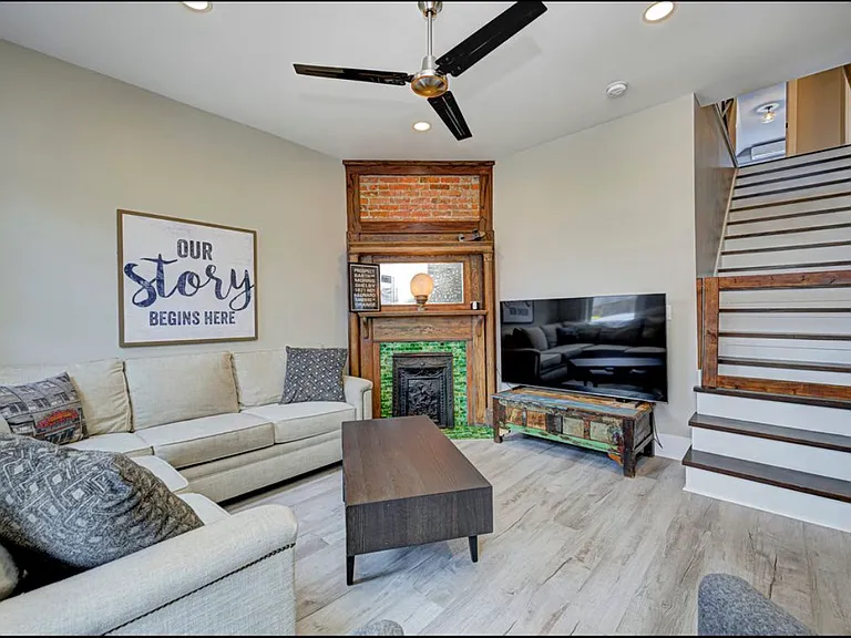 Living Room with original fireplace (fireplace not active)