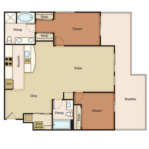 Floor plan 2 Bedroom 2 Bathroom with Den