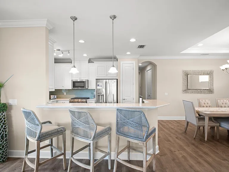 Kitchen eat up bar and dining room