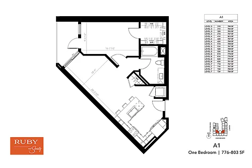 Floor plan One Bedroom A1