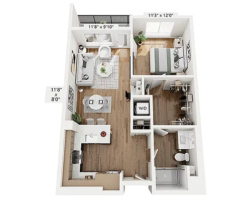 Floor plan One bedroom (A1D)