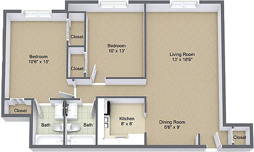 Floor plan Two Bedroom B6