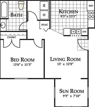 1 Bedroom with Sunroom