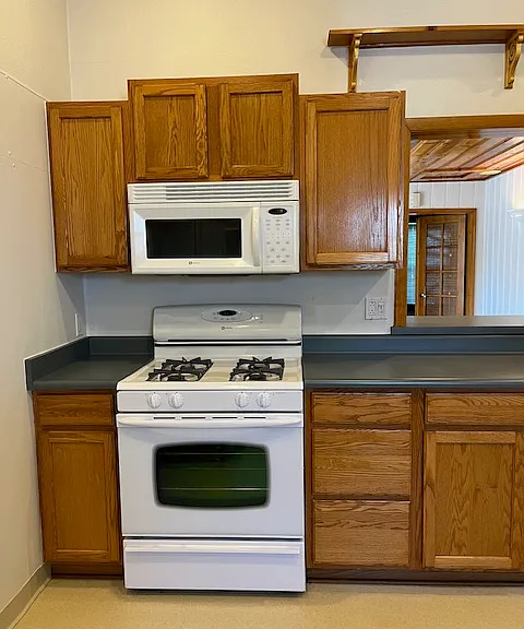 gas stove/oven with built-in microwave
